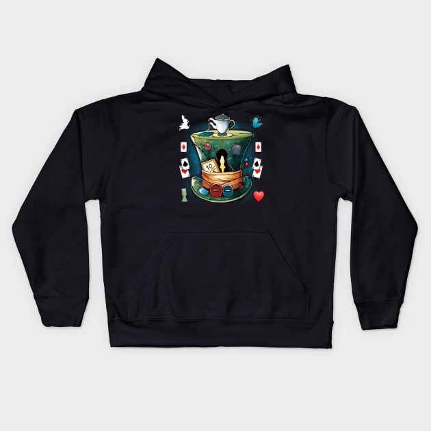 Mad Hatter Kids Hoodie by Vallina84